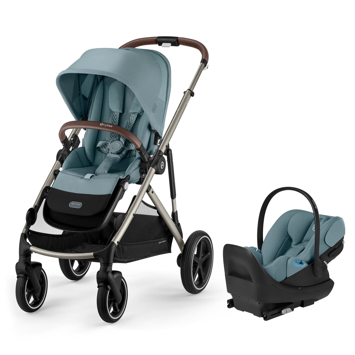 Cybex Gazelle S Stroller + Cloud G Pro Travel System Bundle - Taupe Frame / Stormy Blue - 525001161