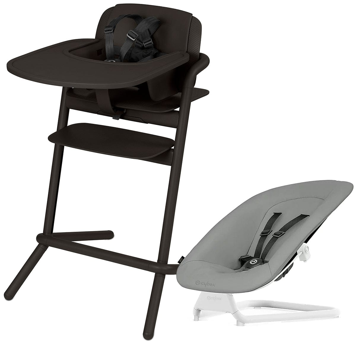 Cybex Lemo 1.5 High Chair + Bouncer Bundle - Infinity Black / Storm Grey - 521001451-518001513