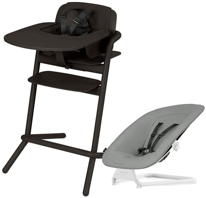 Cybex Lemo 1.5 High Chair + Bouncer Bundle - Infinity Black / Storm Grey - 521001451-518001513