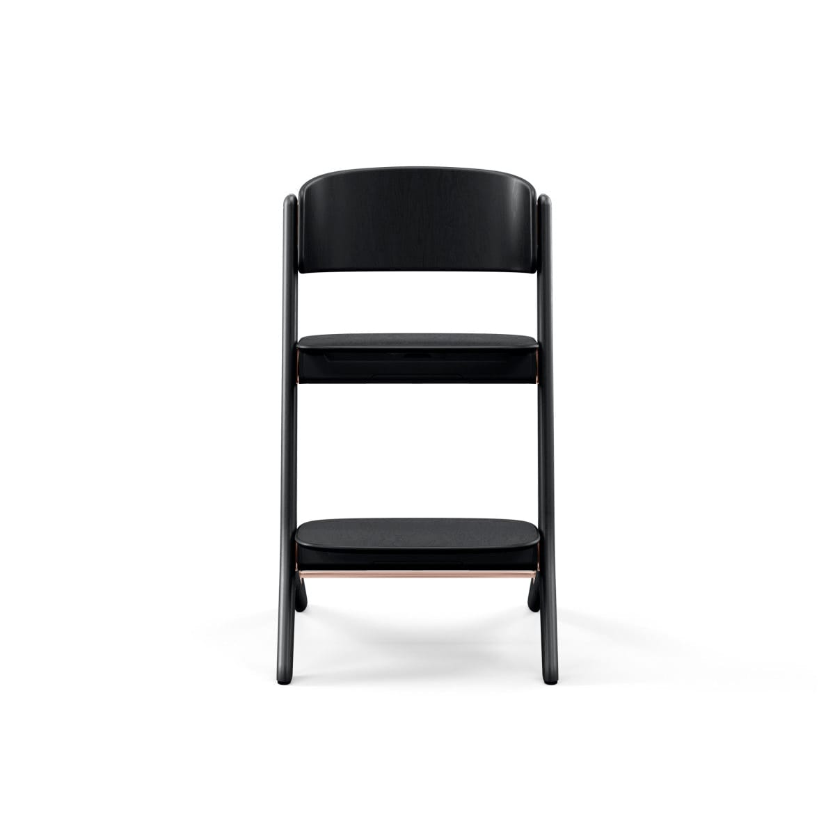 Cybex black wooden high chair viewed from the front