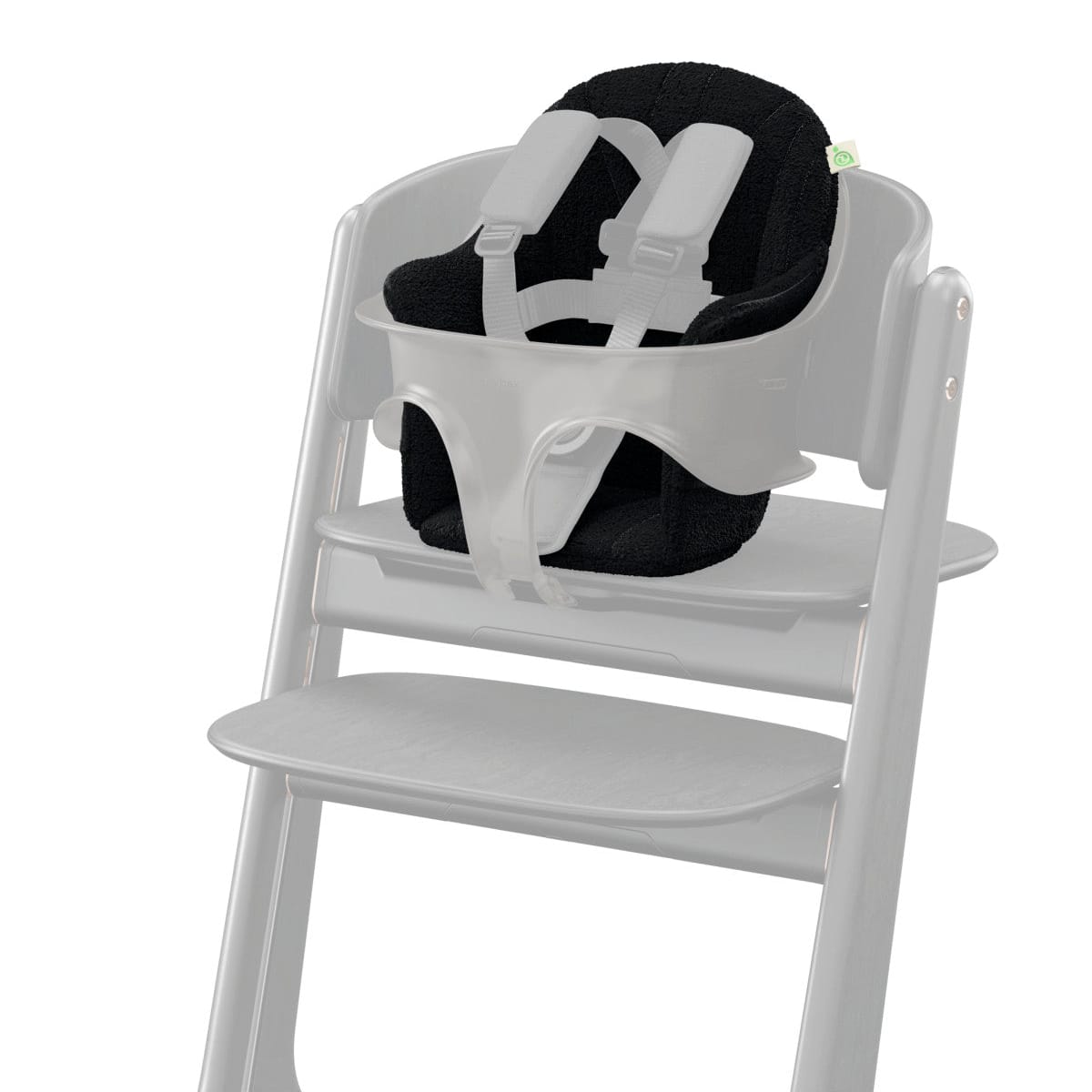 Cybex Lemo high chair baby set with black seat inlay and white harness