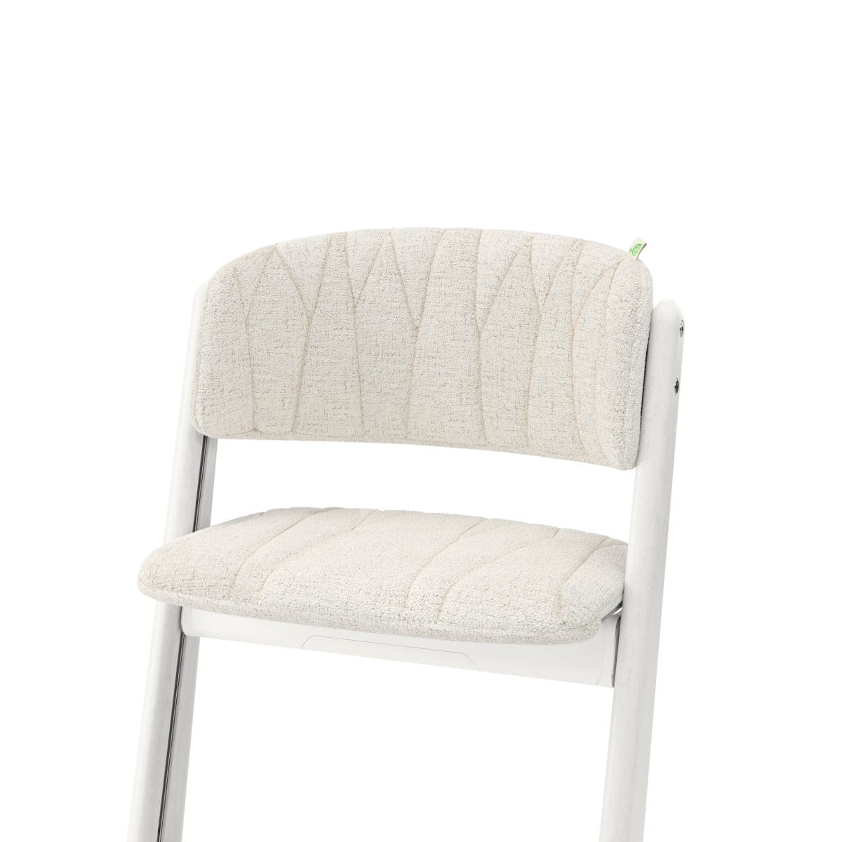 Cream colored textured seat and backrest cushion set for high chair