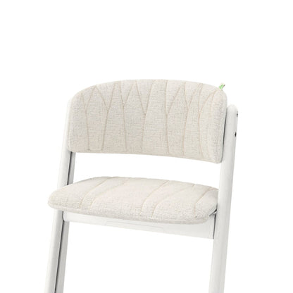 Cream colored textured seat and backrest cushion set for high chair
