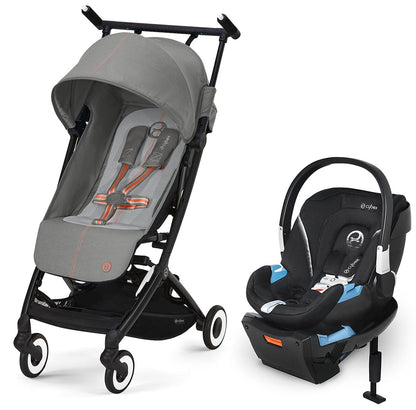 Cybex Libelle 2 Compact Stroller + Aton 2 SensorSafe Travel System Bundle - Lava Grey / Lavastone Black - 522001705-519003595