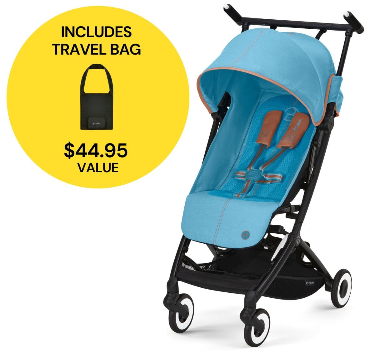 Cybex Libelle 2 Compact Stroller + Travel Bag Bundle - Beach Blue - 522001709-521000719