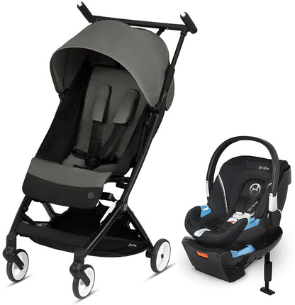 Cybex Libelle Compact Stroller + Aton 2 SensorSafe Travel System Bundle - Soho Grey / Lavastone Black