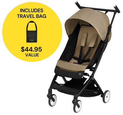 Cybex Libelle Compact Stroller + Travel Bag Bundle - Classic Beige / Black - 521000615-521000719