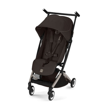 Cybex brown stroller with black frame and canopy
