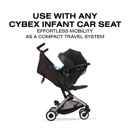 Cybex stroller with attached infant car seat forming a compact travel system