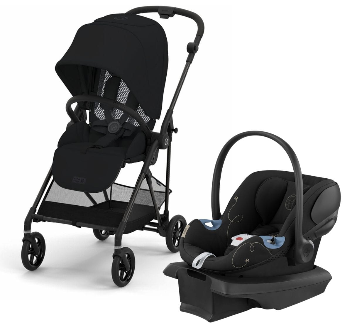 Cybex Melio Carbon 3 + Aton G Travel System Bundle - Moon Black / Moon Black - 522002401-522001441