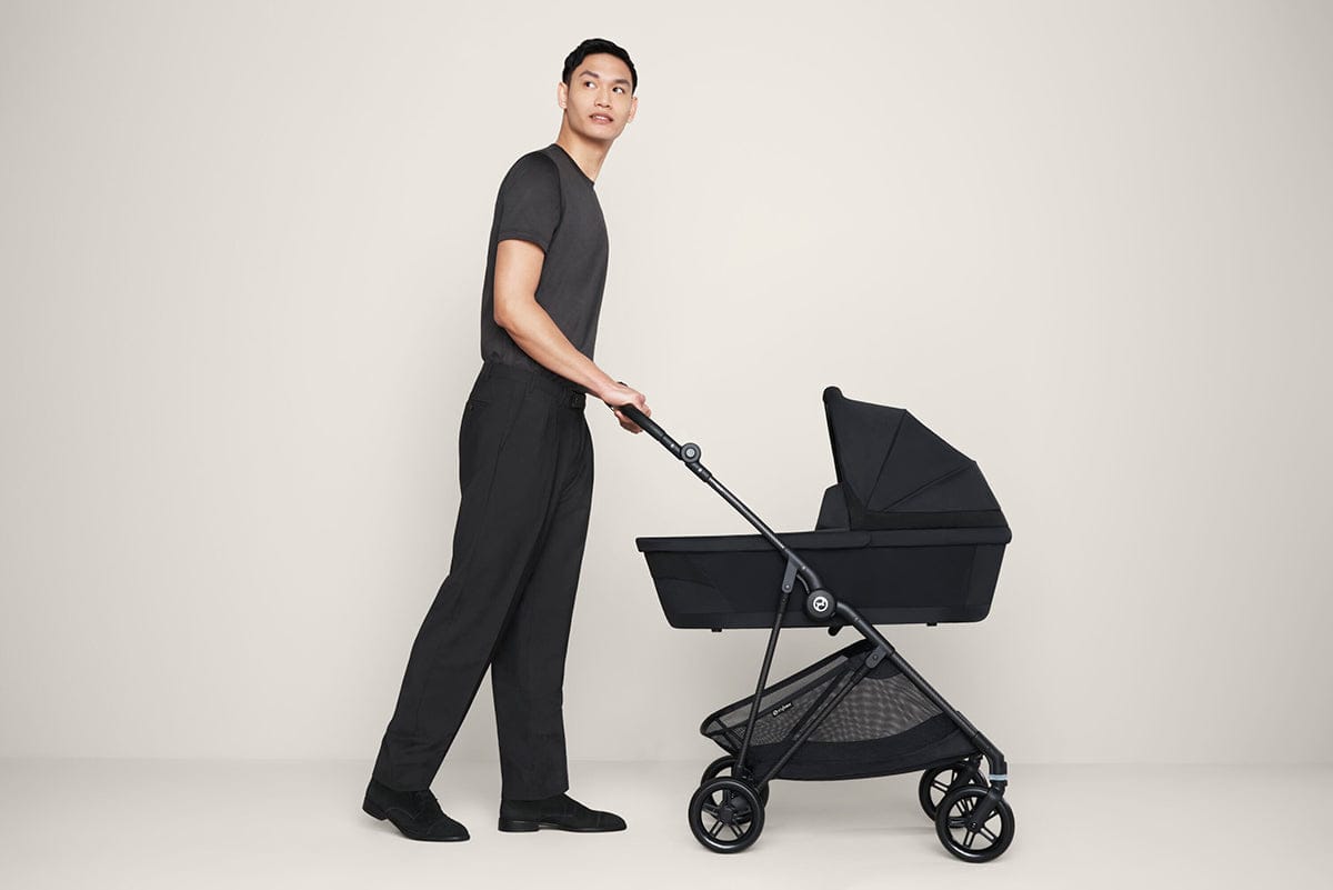 Cybex Melio Carbon 3 Compact Stroller + Melio Cot 3 Bundle - Moon Black - 522002401-522003835