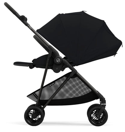 Cybex Melio Carbon 3 Compact Stroller + Melio Cot 3 Bundle - Moon Black - 522002401-522003835