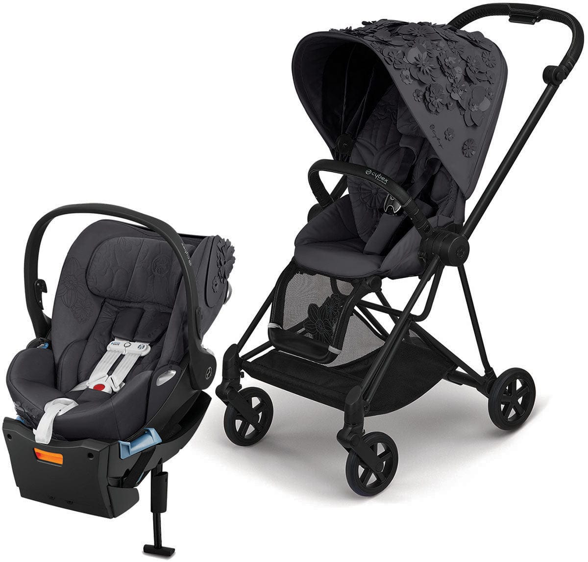 Cybex Mios 2 + Cloud Q Travel System Bundle - Simply Flowers - Dream Grey - TRVL-519003267-SF-GREY
