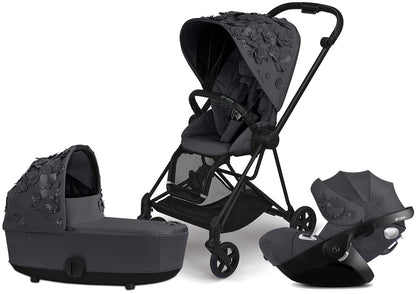 Cybex Mios 2 with Lux Bassinet + Cloud Q Travel System Bundle - Simply Flowers - Dream Grey - TRVL-519003267-B-SF-GREY