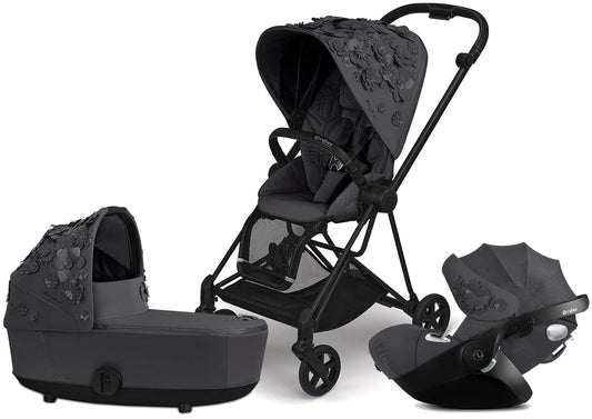 Cybex Mios 2 with Lux Bassinet + Cloud Q Travel System Bundle - Simply Flowers - Dream Grey - TRVL-519003267-B-SF-GREY