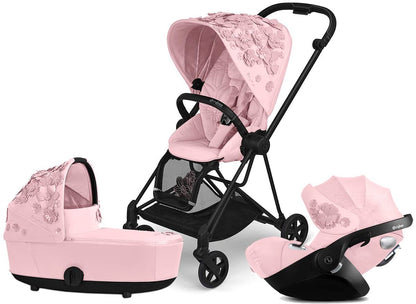Cybex Mios 2 with Lux Bassinet + Cloud Q Travel System Bundle - Simply Flowers - Pale Blush - TRVL-519003267-B-SF-BLUSH