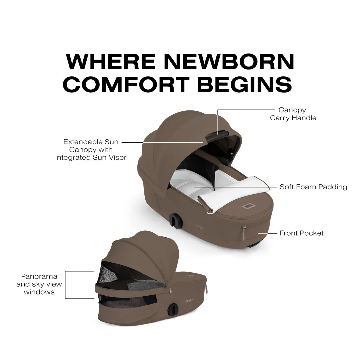 Cybex Mios / Coya Fold Lux Carry Cot (2026) - Coconut Brown - 526001521