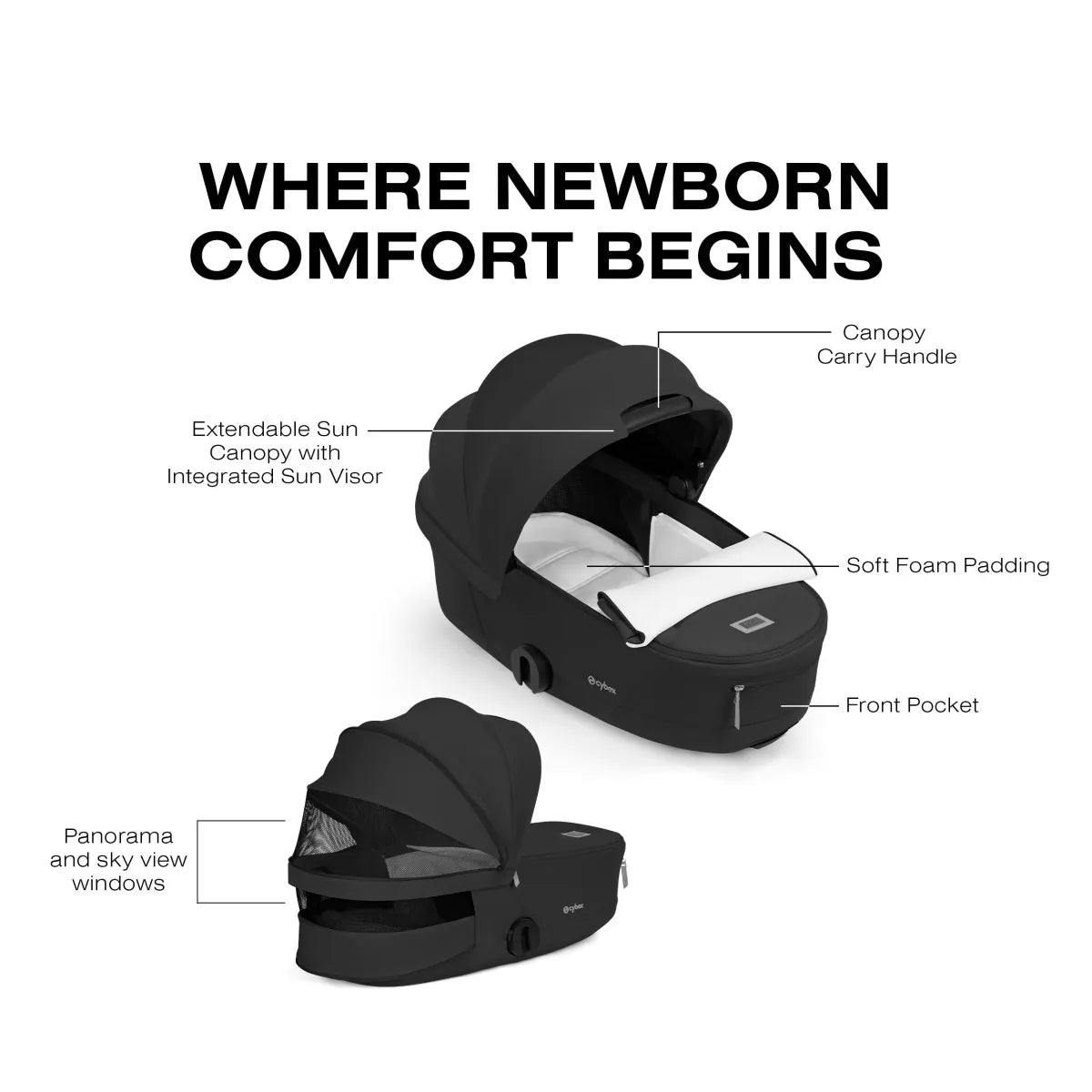 Cybex Mios / Coya Fold Lux Carry Cot (2026) - Sepia Black - 526001517