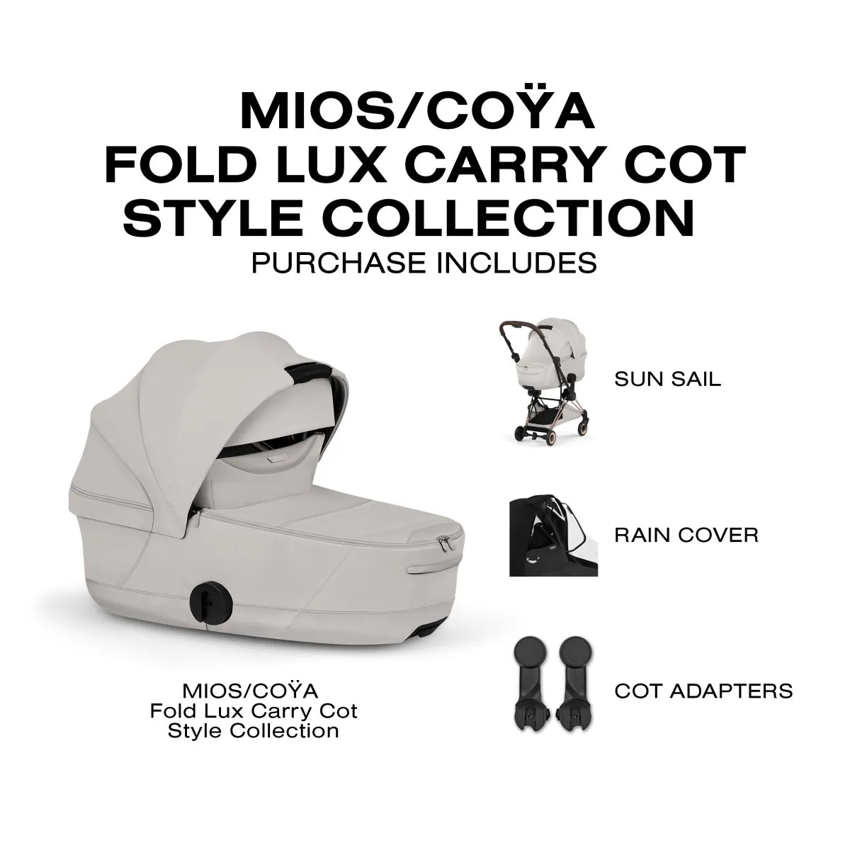 Cybex Mios / Coya Fold Lux Carry Cot (2026) - Style Collection - City Grey - 526000461