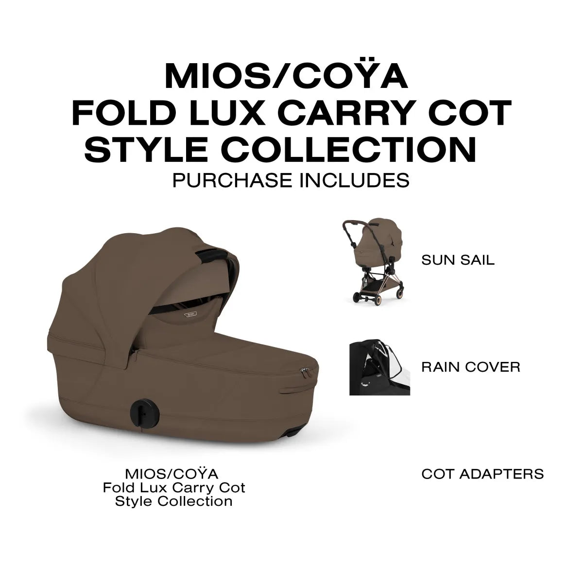 Cybex Mios / Coya Fold Lux Carry Cot (2026) - Style Collection - Coconut Brown - 526001630