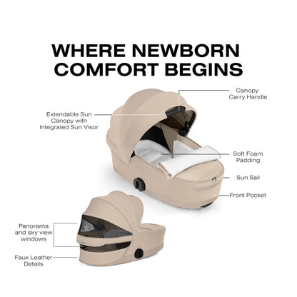 Cybex Mios / Coya Fold Lux Carry Cot (2026) - Style Collection - Cozy Beige - 526000467