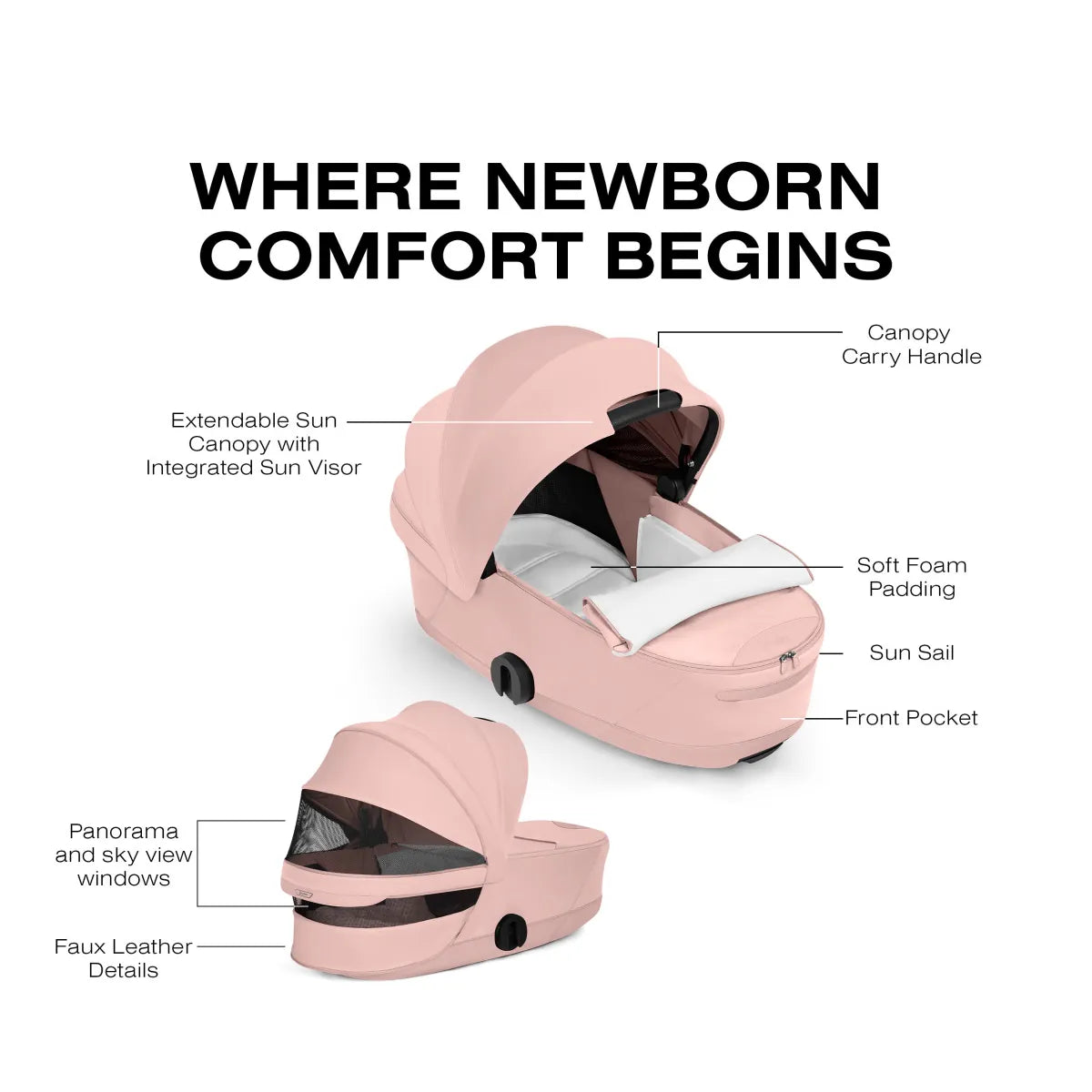 Cybex Mios / Coya Fold Lux Carry Cot (2026) - Style Collection - Peach Pink - 526000491