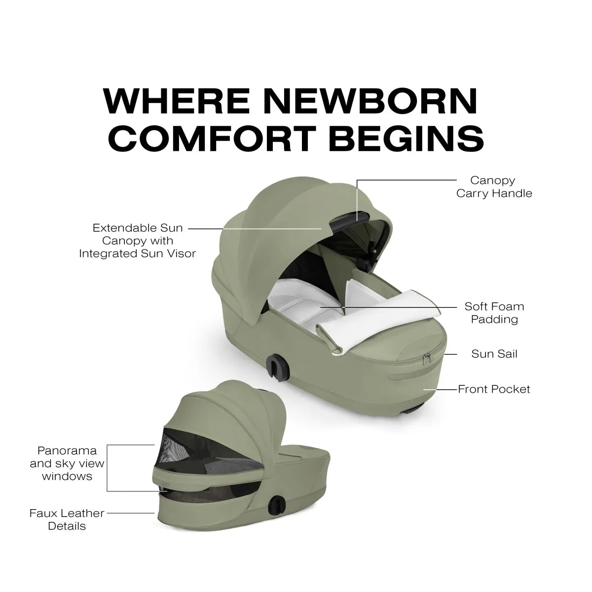 Cybex Mios / Coya Fold Lux Carry Cot (2026) - Style Collection - Sage Green - 526000473