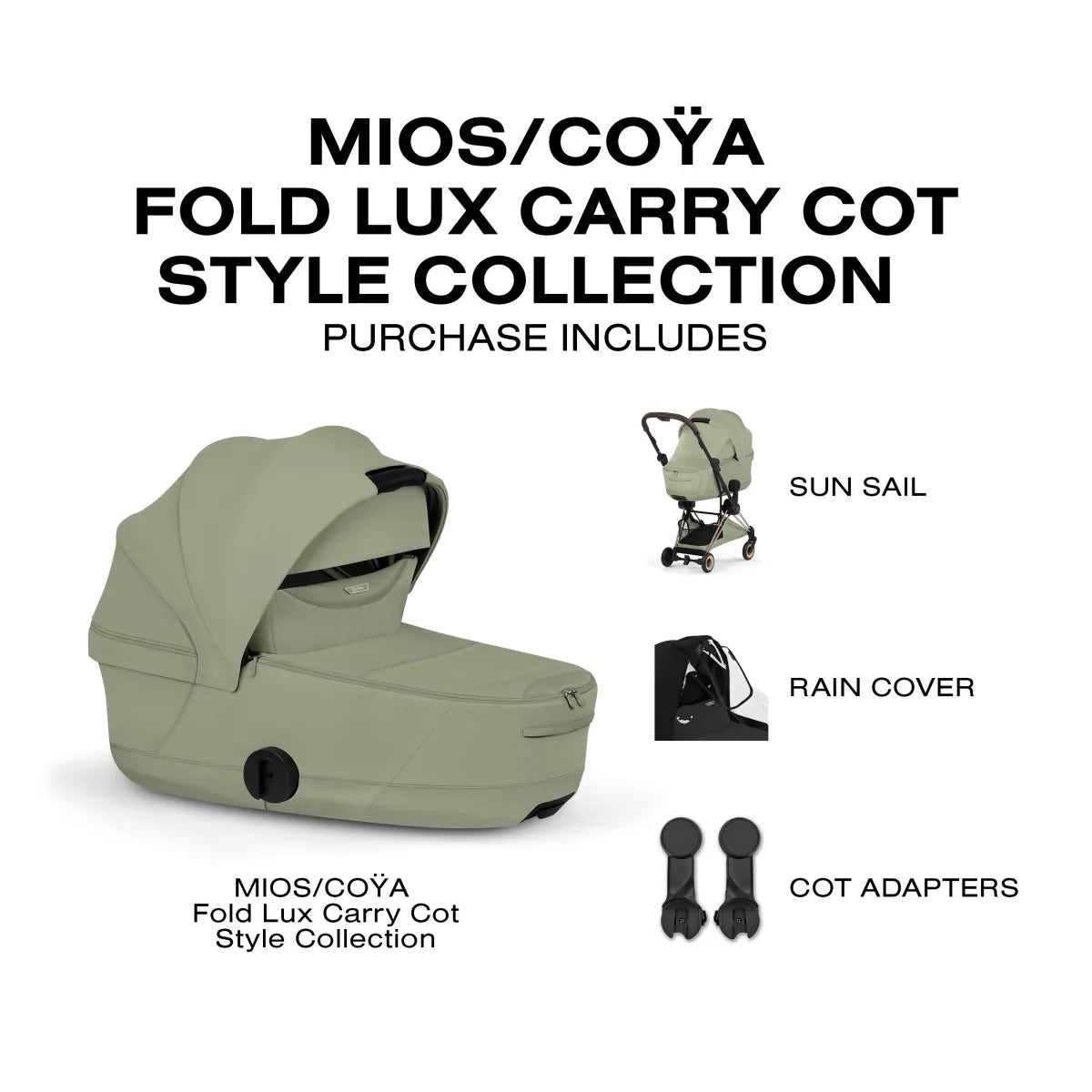Cybex Mios / Coya Fold Lux Carry Cot (2026) - Style Collection - Sage Green - 526000473