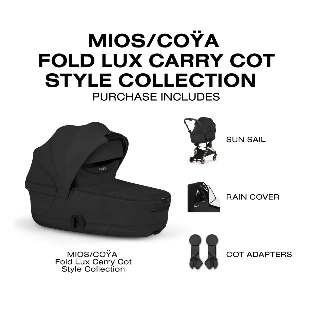 Cybex Mios / Coya Fold Lux Carry Cot (2026) - Style Collection - Sepia Black - 526000455