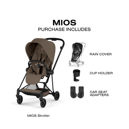 Cybex Mios Stroller (2026) - Matte Black Frame / Coconut Brown Lux Seat - 526001515
