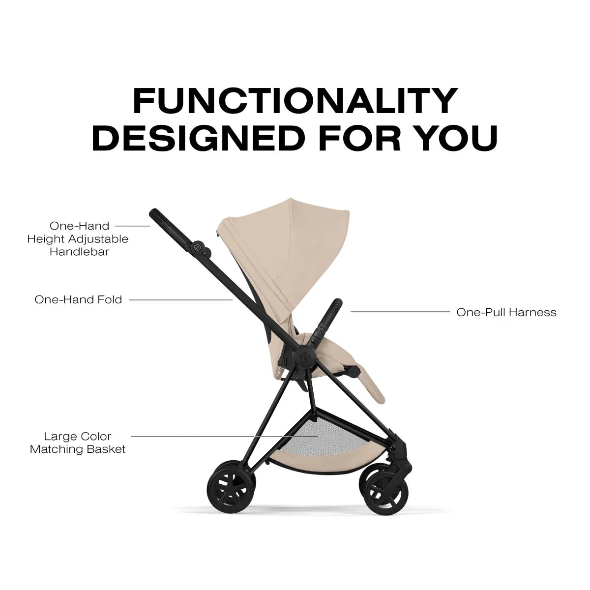 Cybex Mios Stroller (2026) - Matte Black Frame / Cozy Beige Lux Seat - 526000117