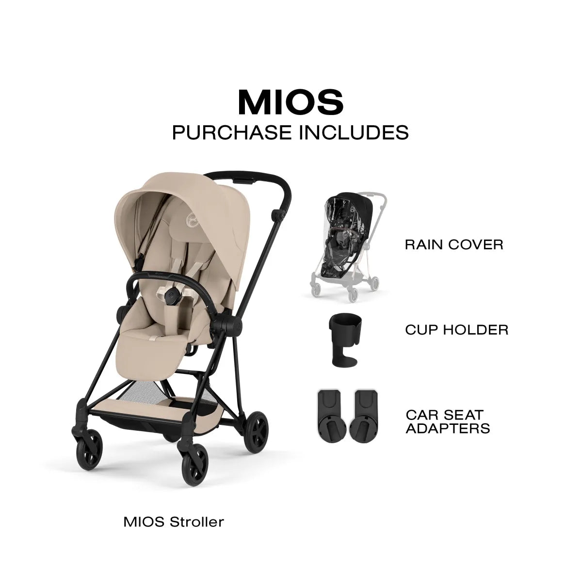 Cybex Mios Stroller (2026) - Matte Black Frame / Cozy Beige Lux Seat - 526000117