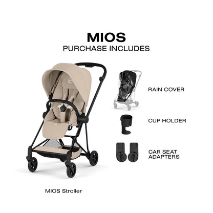 Cybex Mios Stroller (2026) - Matte Black Frame / Cozy Beige Lux Seat - 526000117