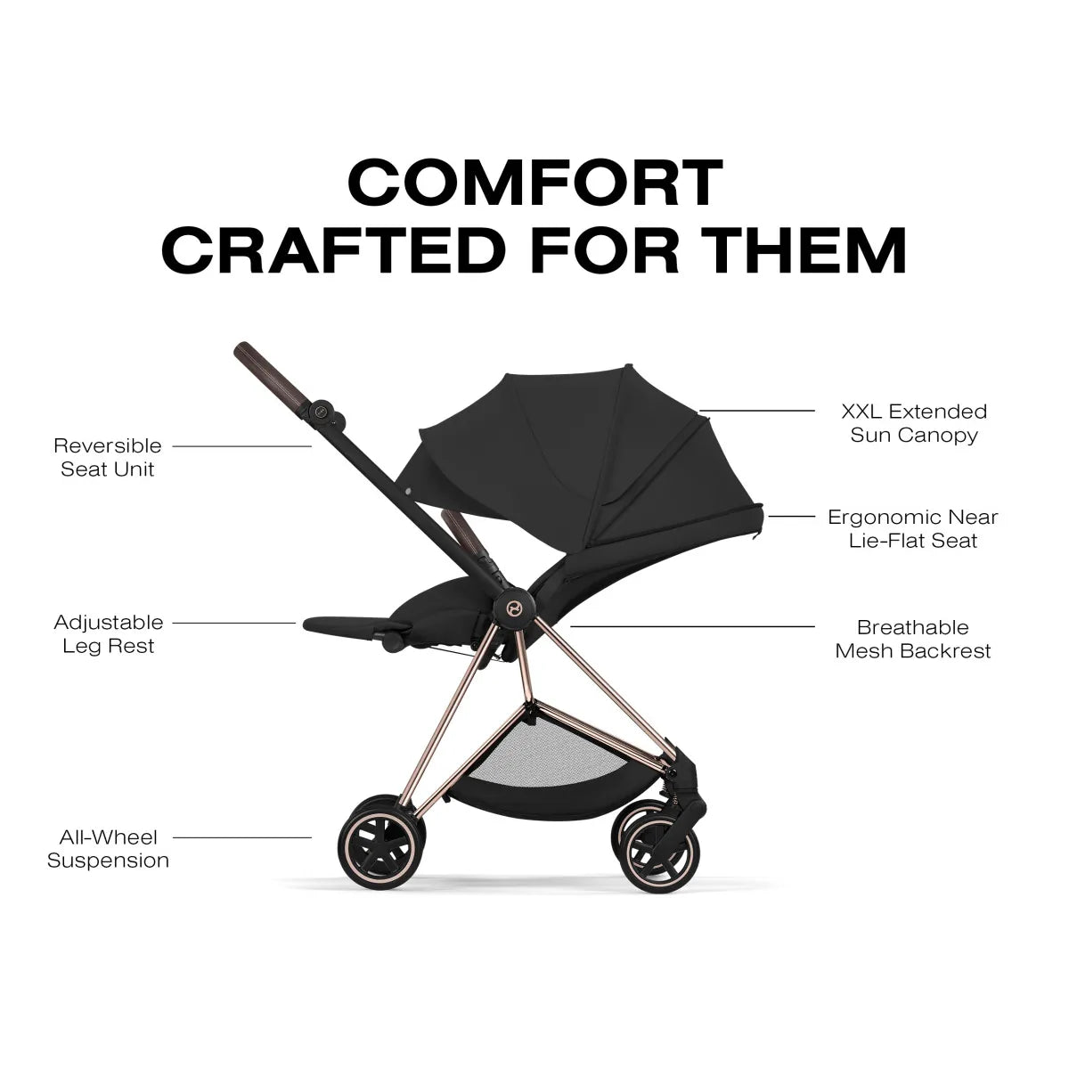 cybex lite Cybex Mios Stroller Rose Gold Frame/Sepia Black Lux Seat