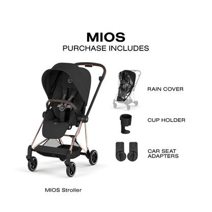 Cybex Mios Stroller (2026) - Rose Gold Frame / Sepia Black Lux Seat - 526000097