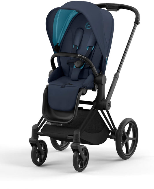 Cybex OPEN BOX Priam 4 Stroller (One Box) - Matte Black / Black / Nautical Blue - 521004111-OB