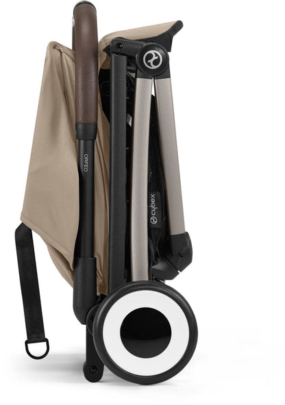 Cybex Orfeo Compact Stroller + Aton G SensorSafe Travel System Bundle - Almond Beige / Moon Black - 524000353-522004777