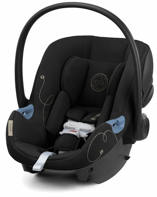 Cybex Orfeo Compact Stroller + Aton G SensorSafe Travel System Bundle - Almond Beige / Moon Black - 524000353-522004777