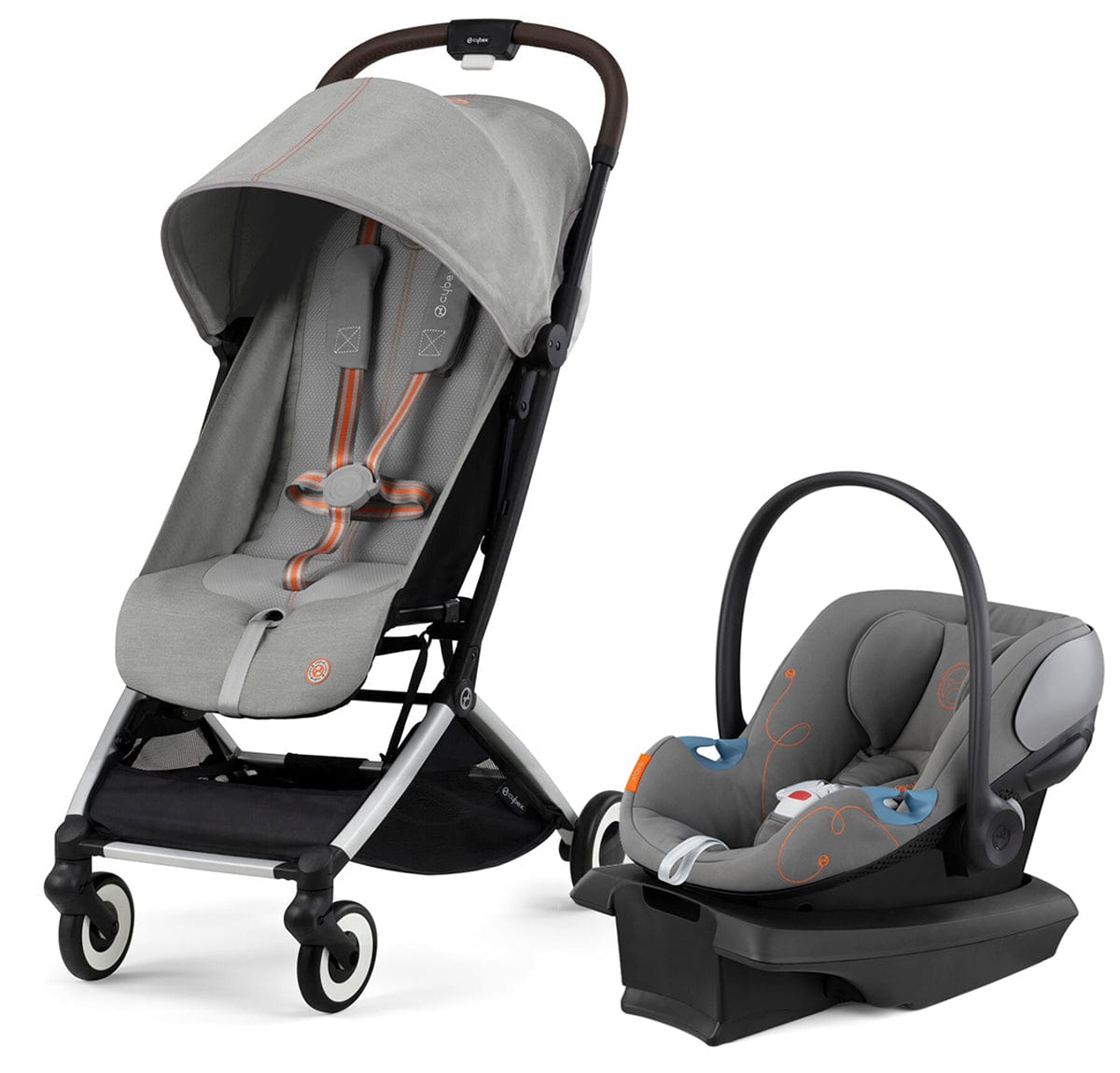 Cybex Orfeo Compact Stroller + Aton G SensorSafe Travel System Bundle - Lava Grey / Lava Grey - 522004787-522004779