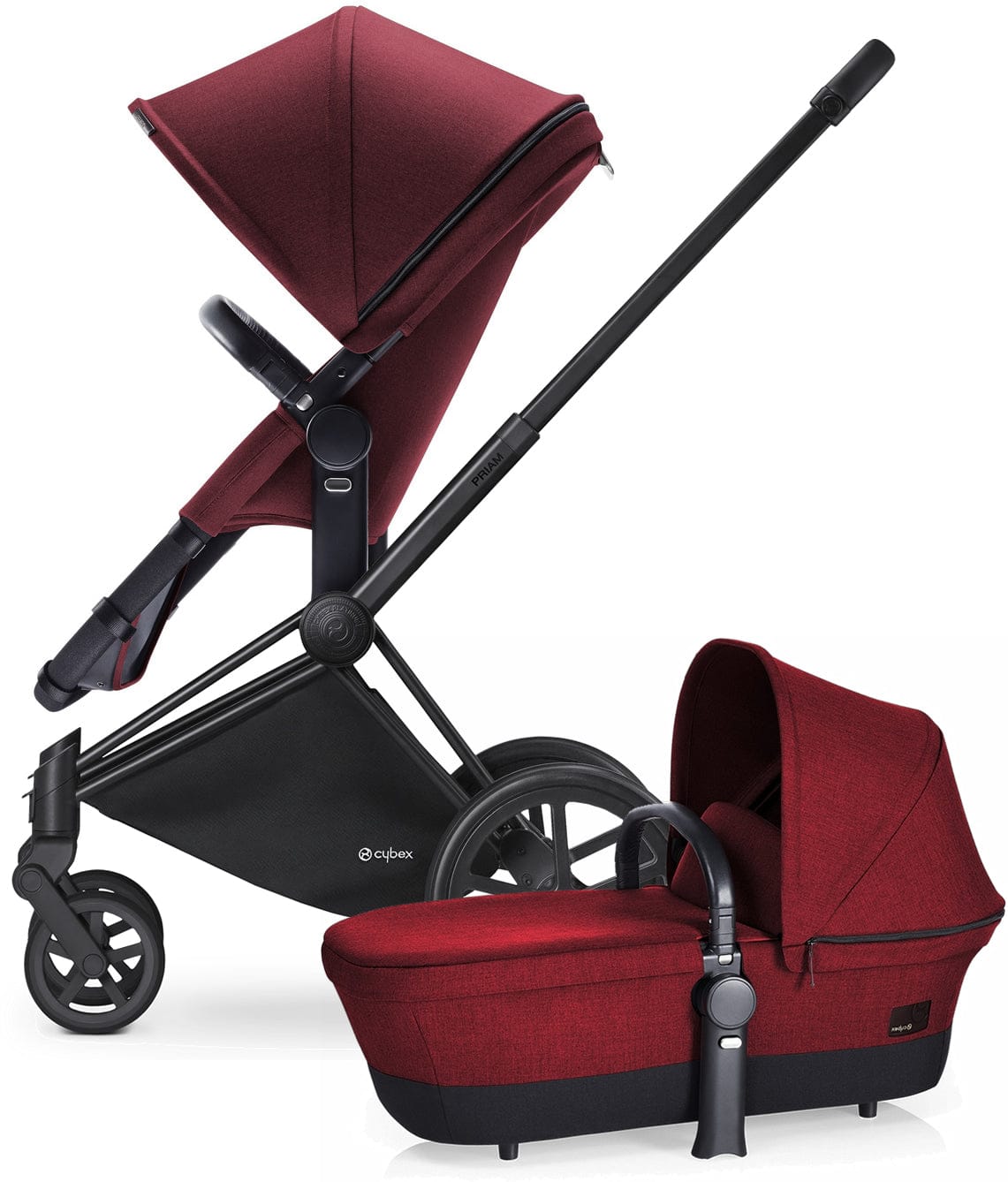 Cybex Priam 2-in-1 City Stroller - Matte Black/Hot & Spicy - CBXPRLTCITYMBHS