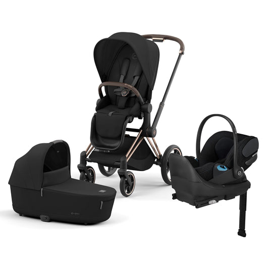 Cybex Priam 4 + Carry Cot + Cloud T Newborn Travel System Bundle - Rose Gold / Sepia Black / Sepia Black - 523001593-524000605-523000807