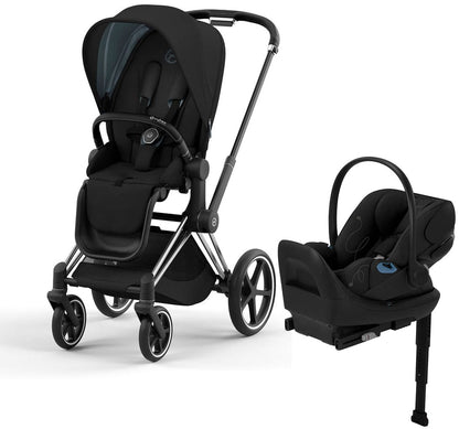 Cybex Priam 4 + Cloud G Lux SensorSafe Travel System Bundle - Chrome / Black / Deep Black / Moon Black - 521004141-522001401