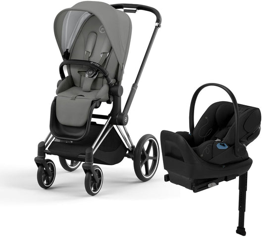 Cybex Priam 4 + Cloud G Lux SensorSafe Travel System Bundle - Chrome / Black / Soho Grey / Moon Black - 521004153-522001401