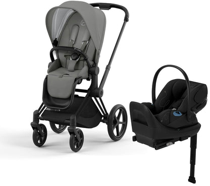 Cybex Priam 4 + Cloud G Lux SensorSafe Travel System Bundle - Matte Black / Black / Soho Grey / Moon Black - 521004121-522001401