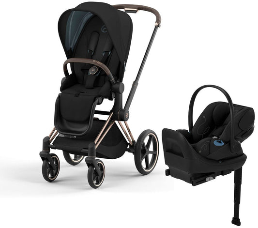 Cybex Priam 4 + Cloud G Lux SensorSafe Travel System Bundle - Rose Gold / Brown / Deep Black / Moon Black - 521004125-522001401