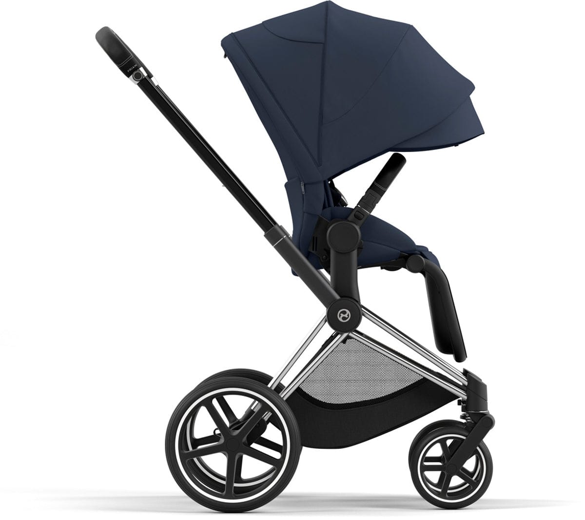 Cybex Priam 4 Stroller (One Box) - Chrome / Black / Nautical Blue - 521004143