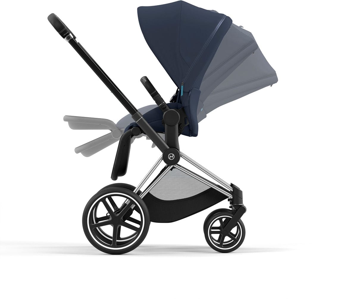 Cybex Priam 4 Stroller (One Box) - Chrome / Black / Nautical Blue - 521004143