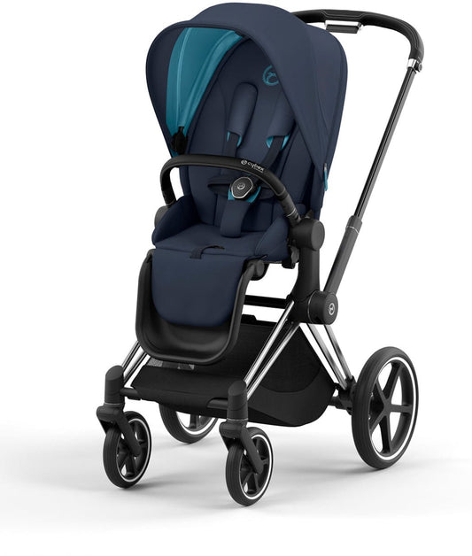 Cybex Priam 4 Stroller (One Box) - Chrome / Black / Nautical Blue - 521004143