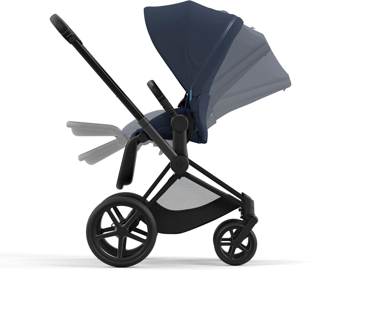 Cybex Priam 4 Stroller (One Box) - Matte Black / Black / Nautical Blue - 521004111
