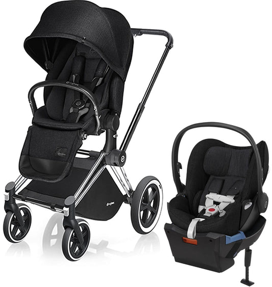 Cybex Priam Lux All-Terrain + Cloud Q Plus Travel System -  Chrome / Stardust Black - 518002351-517001047